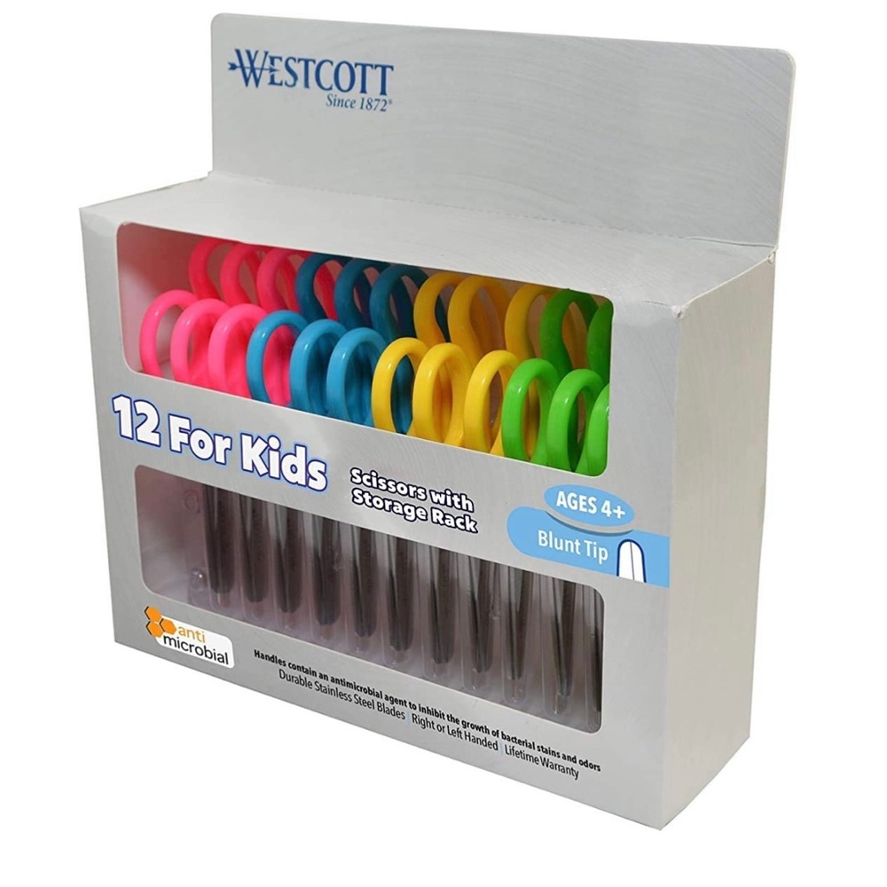 NIB-Westcott Right & Left Handed 12-Pairs 5” Blunt-Tip Kids Scissors